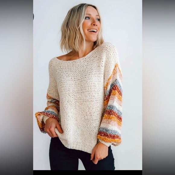 Baltic Born Sweaters - Baltic Born LUM Robledo Chunky Knit Stripe Sweater | Oatmeal
Size Large